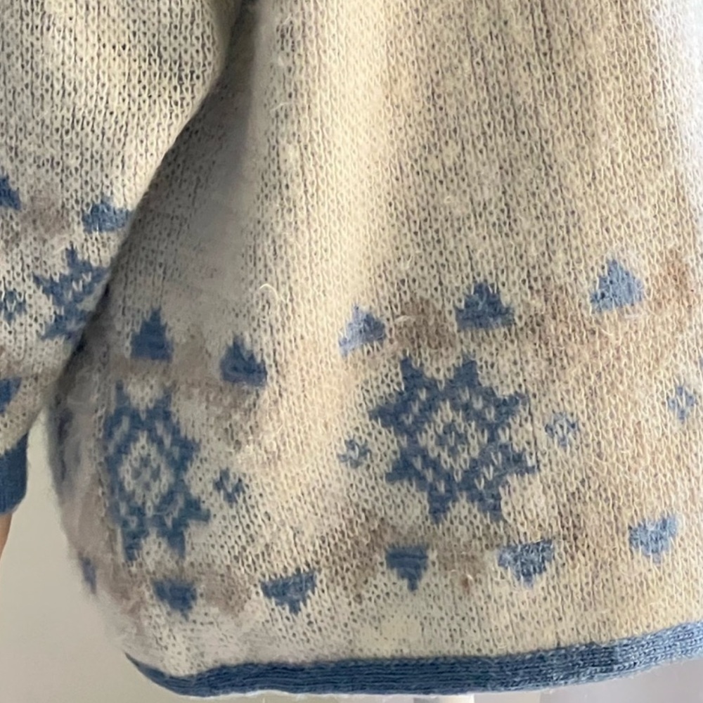 Alafoss Icewool Women's Vintage Blue Nordic Wool Cottagecore Cardigan Jacket - Picture 7 of 12